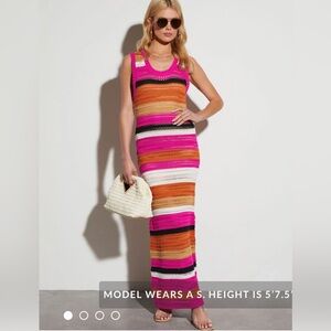VICI Luisa striped crochet Body-con maxi dress or coverup NEW RE $75 w/tax. Lrg.